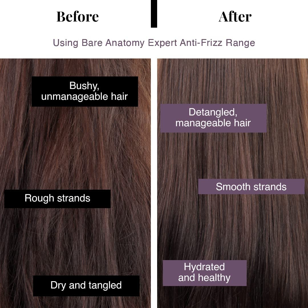 Bare Anatomy Anti Frizz Shampoo & Hair Mask Combo | Hyaluronic Acid & Fatty Acids | Frizz Control Up to 24 Hours | Smooth & Shiny Hair | 250ml + 250g