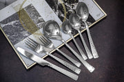 Parage 6 Pieces Stainless Steel Premium Dinner Knives, Butter Knife Set, Silver, Checks Design, 21 cm