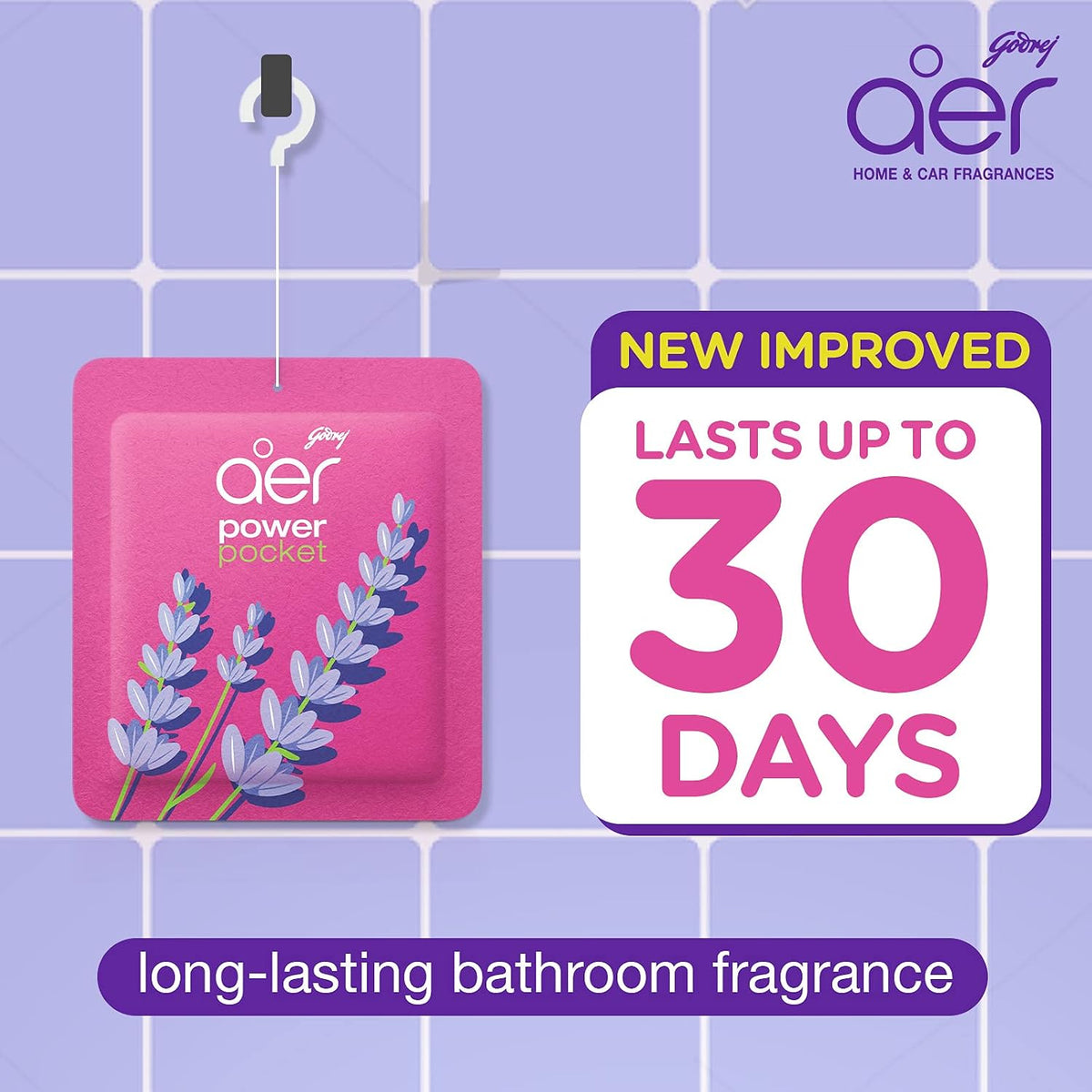 Godrej aer Power Pocket Bathroom Freshener – Assorted Pack of 9 (90g)| Lasts up to 30 days | Germ Protection