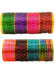 NMII Glass with Plain and Glossy Finished Bangle Set For Women and Girls