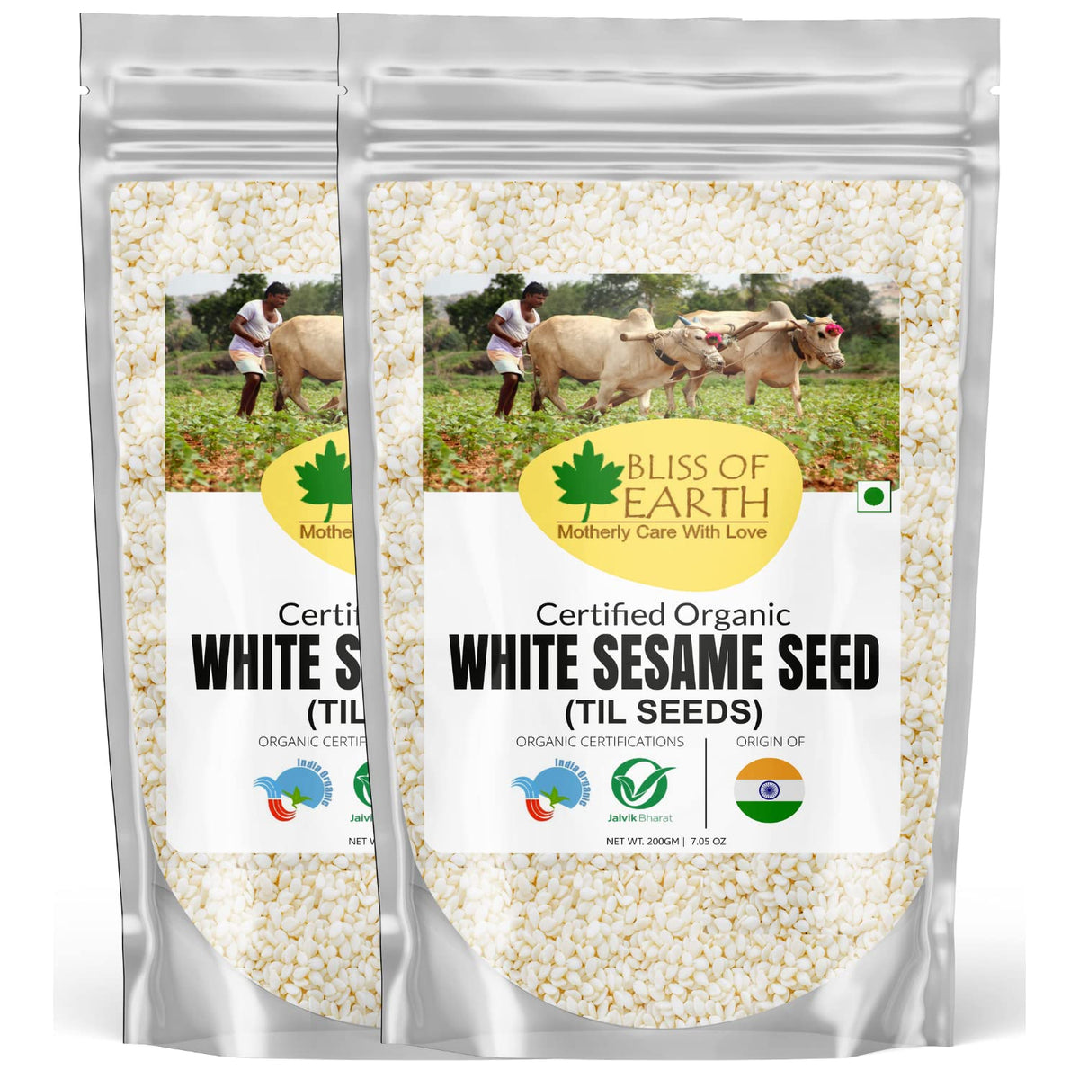 Bliss of Earth Organic Sesame Seeds 2x200 gm White For Eating, Raw Til Seeds