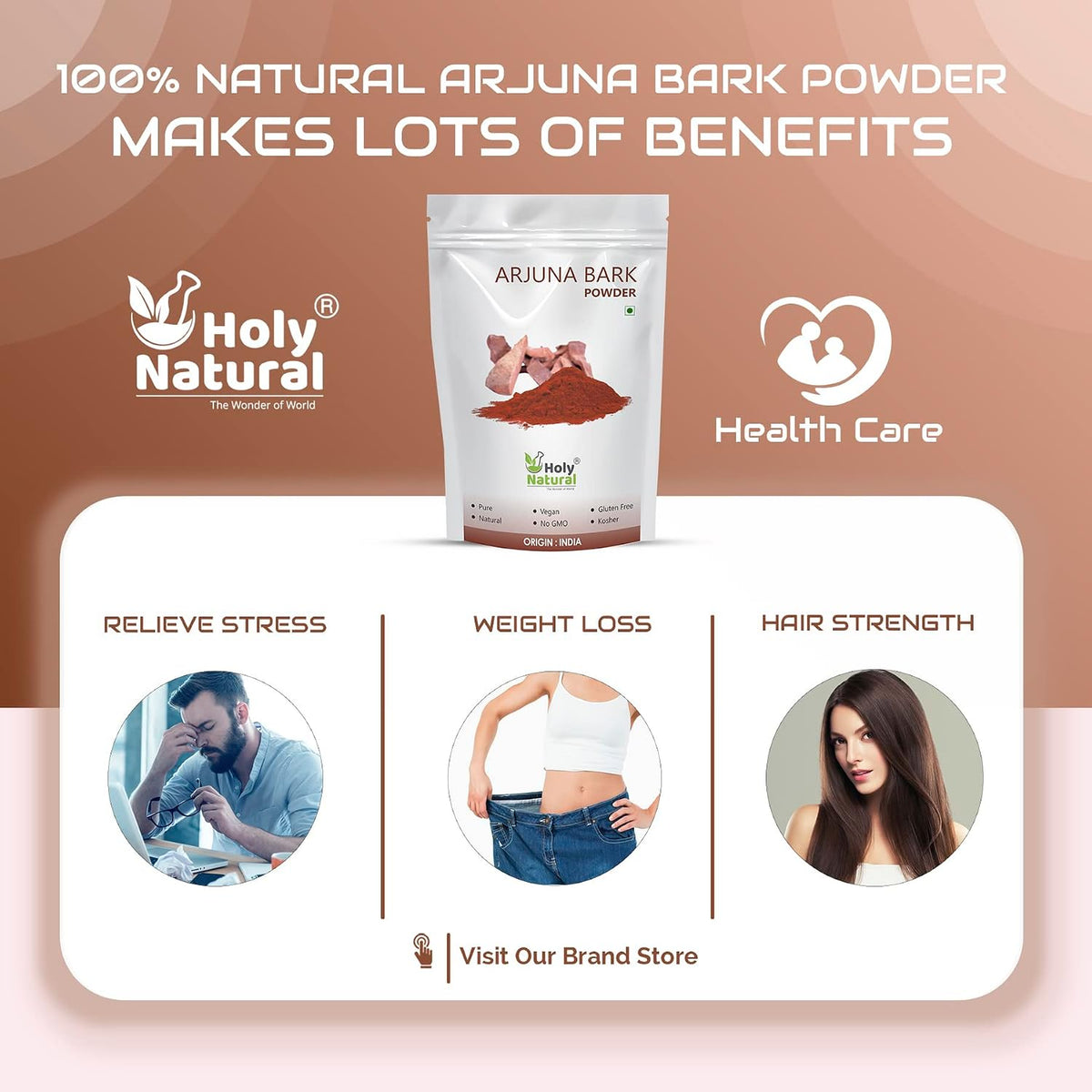 Holy Natural Arjuna bark powder (1 kg) | Arjuna Chhal Powder | Healthy Health, Immunity Booster, 100% pure powder