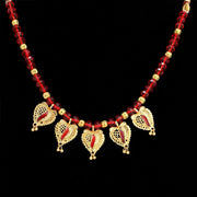 ASTRODIDI Brass Traditional Red Beads Gold Plated Mangalsutra For Women (Golden, Red)