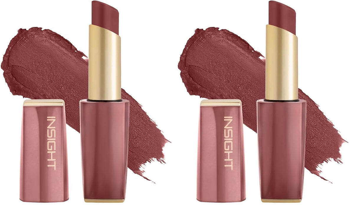 INSIGHT Pure Matte Lipstick - First Text| High Pigment, Long Lasting Smooth Matte Finish | Enriched with Vitamin E & Coconut Oil - 3.3 g (Pack of 2)