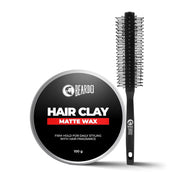 Beardo Hair Clay Wax with Roller Hair Brush for Men | Hair Clay for men | Styling Wax | Volumizing | Strong Hold | Restylable |Matte Finish | Easy to Wash Off | Set of 2