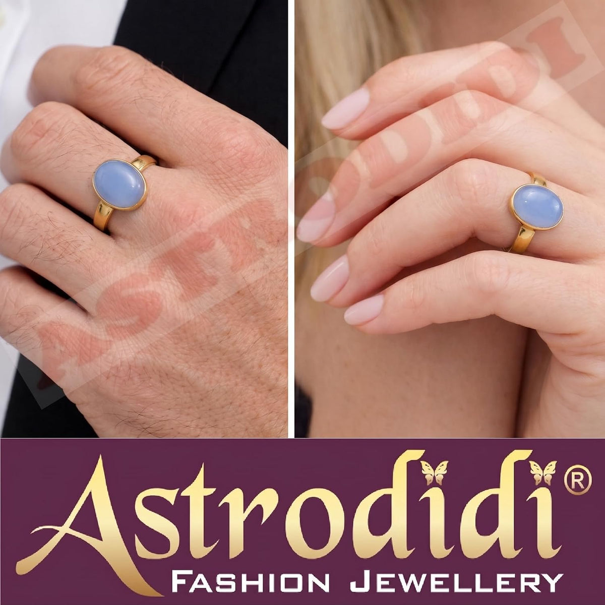ASTRODIDI Natural Blue Sulemani Agate Hakik Stone Ring with Lab Certificate for Men and Women 7-8 Ratti Adjustable Panchdhatu Nila Neela Akik Aqeeq Haqiq Aqeeq Gemstone Ring