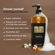 Bella Vita Luxury Unisex Adult Wood Klub Man Edp Premium Long Lasting Fragrance Spray Perfume 100Ml & Shower Gel For Deep Cleansing, Hydrating, Softer Skin With Aloe Vera 500Ml