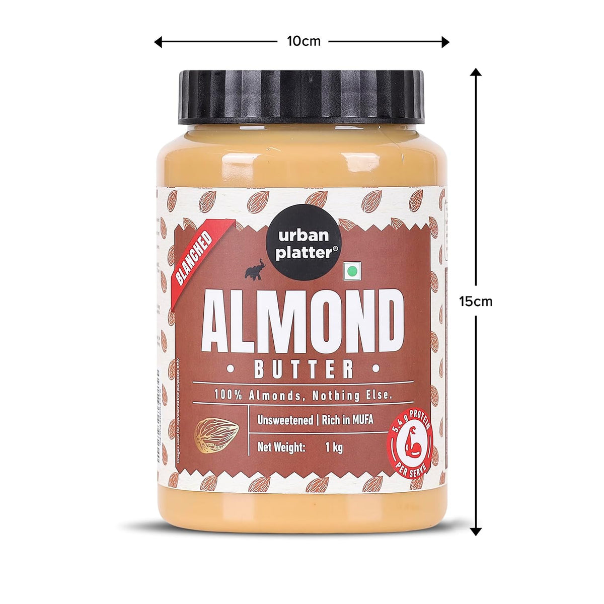 Urban Platter Almond Butter (Without Skin), 1Kg (Nutty Flavour | Single Ingredient | Keto-Friendly | Blanched Paste)
