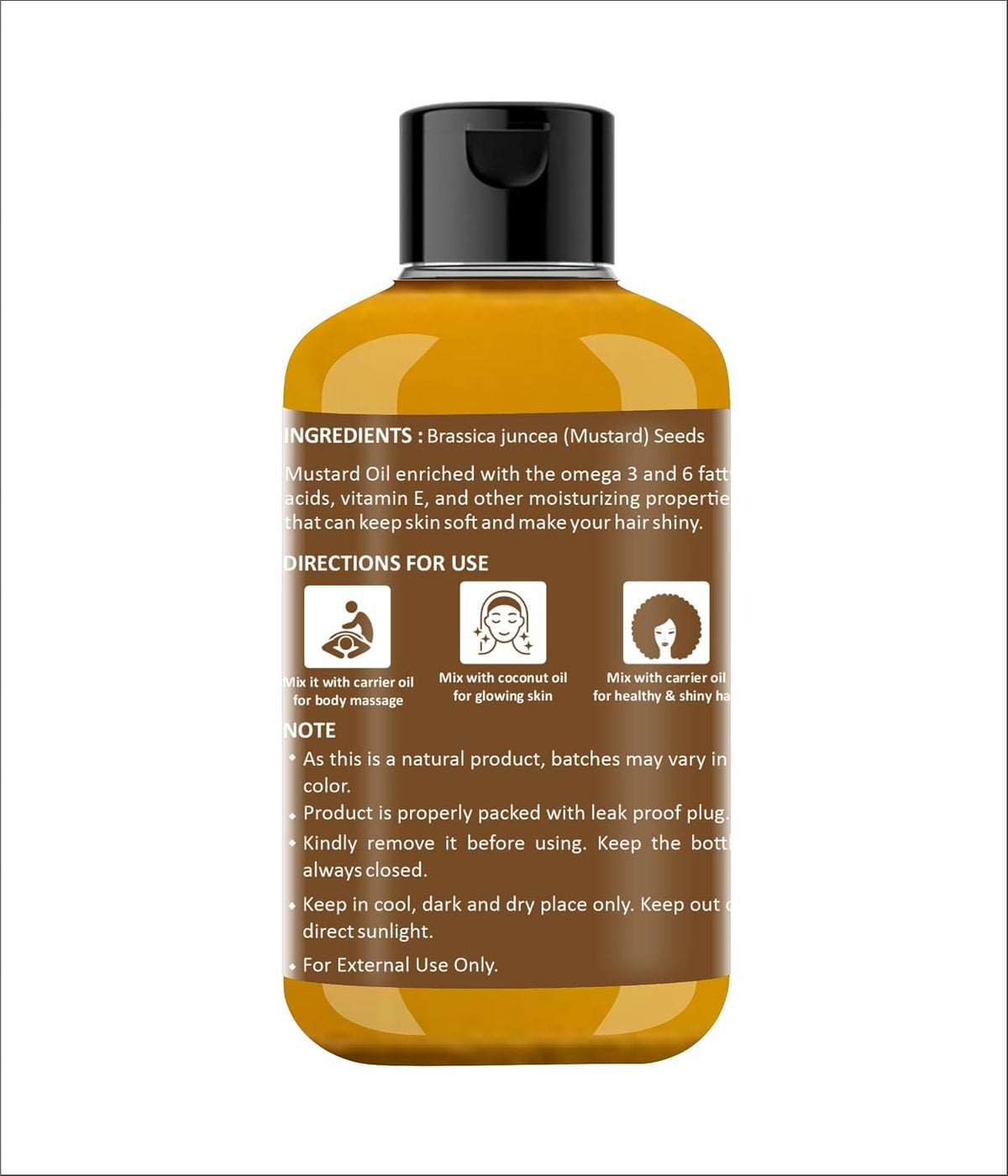 Holy Natural Cold Pressed Organic Mustard Oil 300Ml|For Hair, Body, Skin Care, Massage Oil