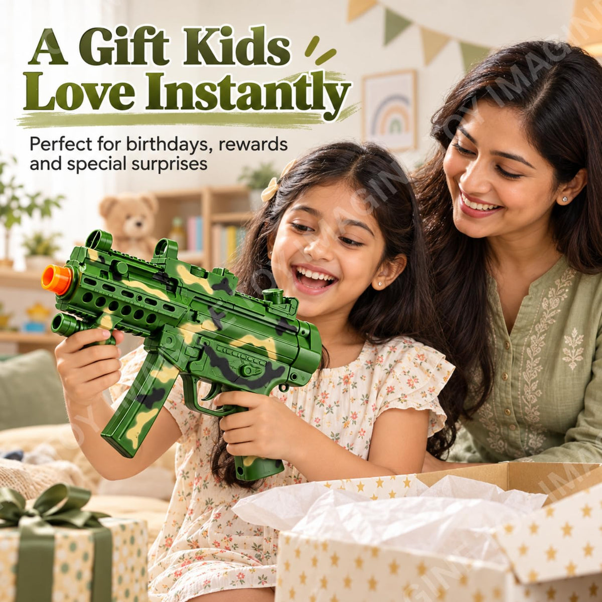 Toy Imagine Gun for Kids, Army Colour