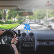 DIVINITI 999 Silver Plated Resin Lord Ganesha Idol for Car Dashboard, Tabletop|Ganesh Statue for Good Luck and Success|Ganpati Murti for Home Decor Mandir, Office Desk Puja Gift Blue (8.4x4.2cm)