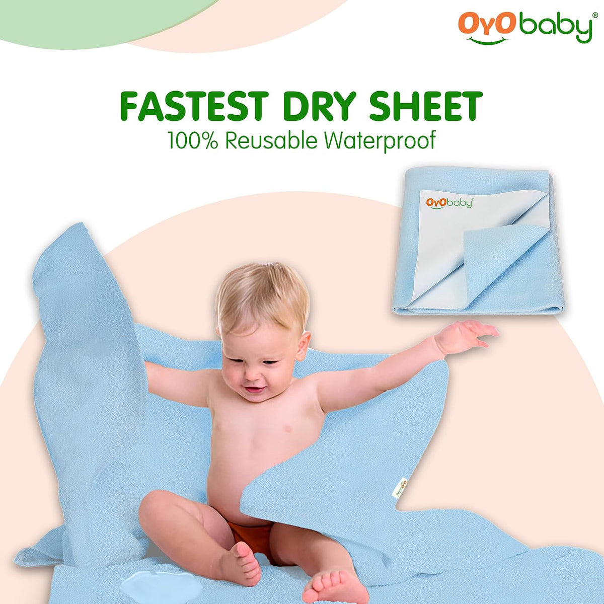 Premium Hypoallergenic Quick Dry Waterproof Reusable Mat/Underpad/Absorbent Sheets/Mattress Protector/Crib Sheets (Size: 100cm x 70cm) / (39"x28") Blue, Medium by OYO BABY