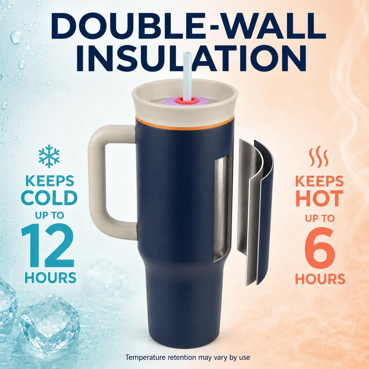 Toy Imagine 1200ml Insulated Tumbler with Handle & Straw, Stainless Steel