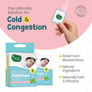 Mother Sparsh Natural Vapour Patches For Kids With Eucalyptus Oil, Peppermint Oil & Thymol Crystal (Camphor Free) | Quick Relief from Runny Nose & Nasal Congestion | Lasts Upto 8 Hrs-(Pack of 5)