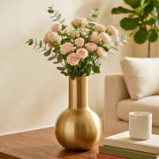 DSH Metal Vase Modern Decorative Table Top for Living Room Bedroom & Office (13.5X21 CM) Round Flower Pot for Fresh & Artificial Flowers