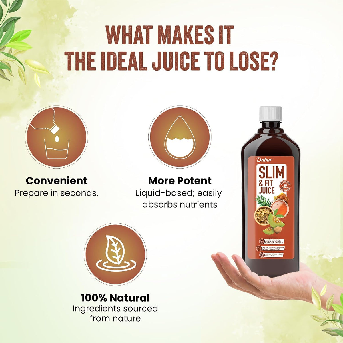 Dabur Slim & Fit Juice - 1L | 100% Natural & Ayurvedic | No Artificial Colours, Sugars & Flavours | Healthy Weight Management |Helps Boost Metabolism