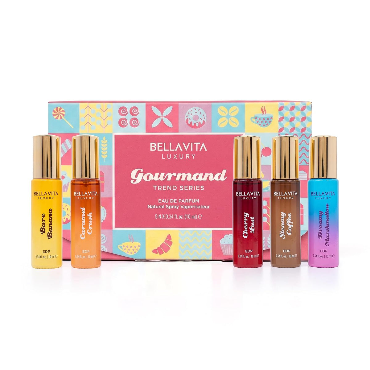 BELLAVITA Gourmand Trend Series | Sweet & Dessert Pocket Fragrances (5 x 10 ml) Eau de Parfum - 50 ml (For Men & Women)