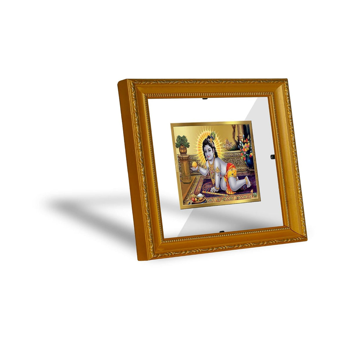 Diviniti Laddu Gopal Gold Plated Wall Photo Frame, Table Décor| DG Frame 101 Size 1 and 24K Gold Plated Foil| Religious Photo Frame Idol For Pooja, Gifts Items (13.5 CM X 15.5 CM)