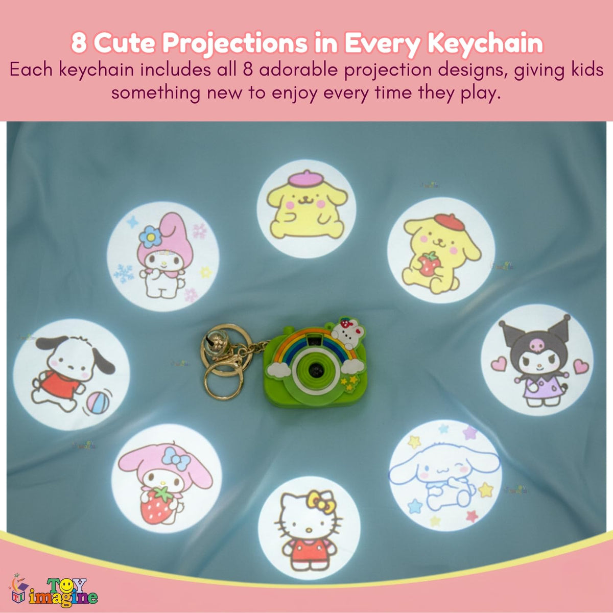 Toy Imagine Cartoon Projection Camera Keychain, Assorted Design, Pack of 12