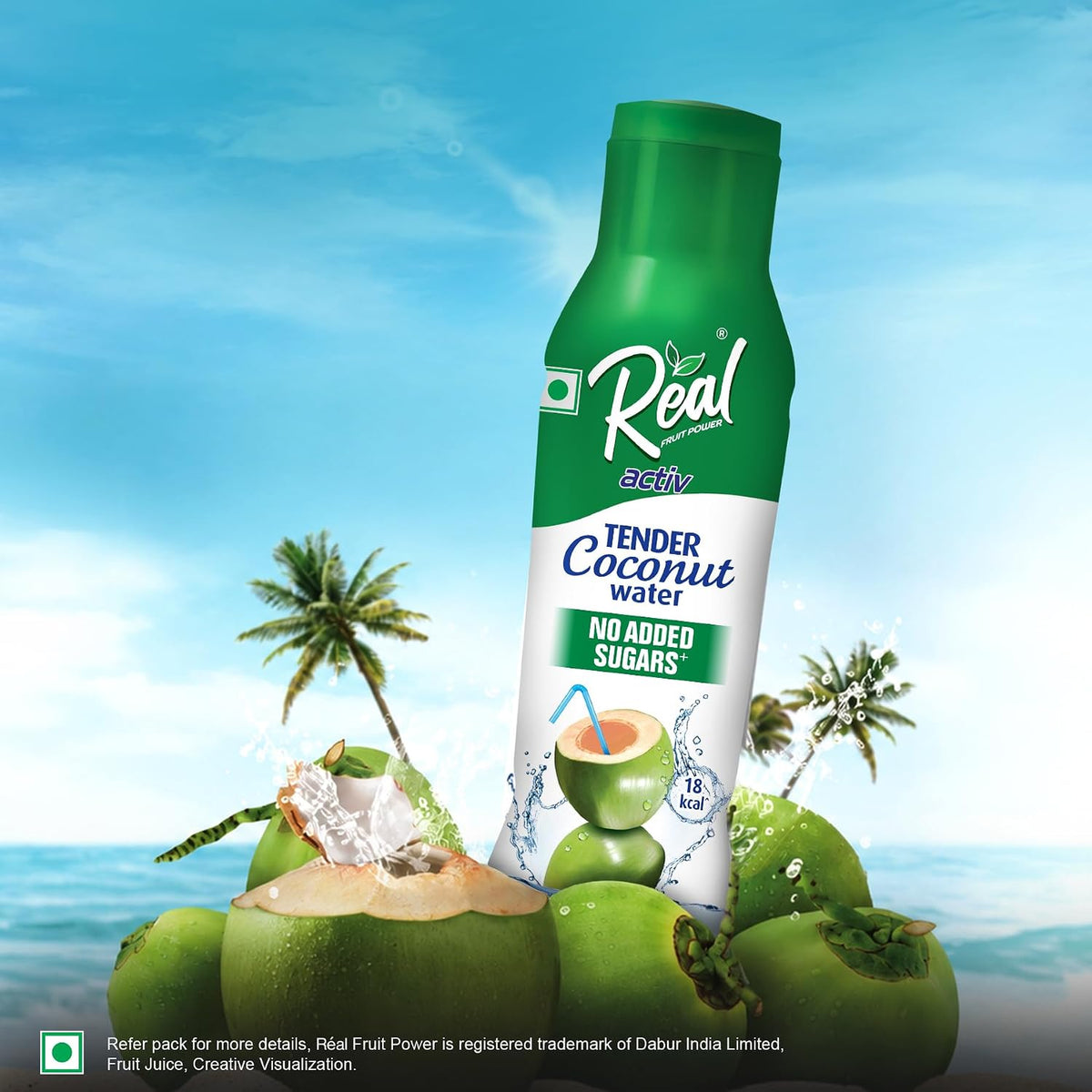 Dabur Real Activ Tender Coconut Water| No Added Sugars|Not from concentrate (Pack of 6)