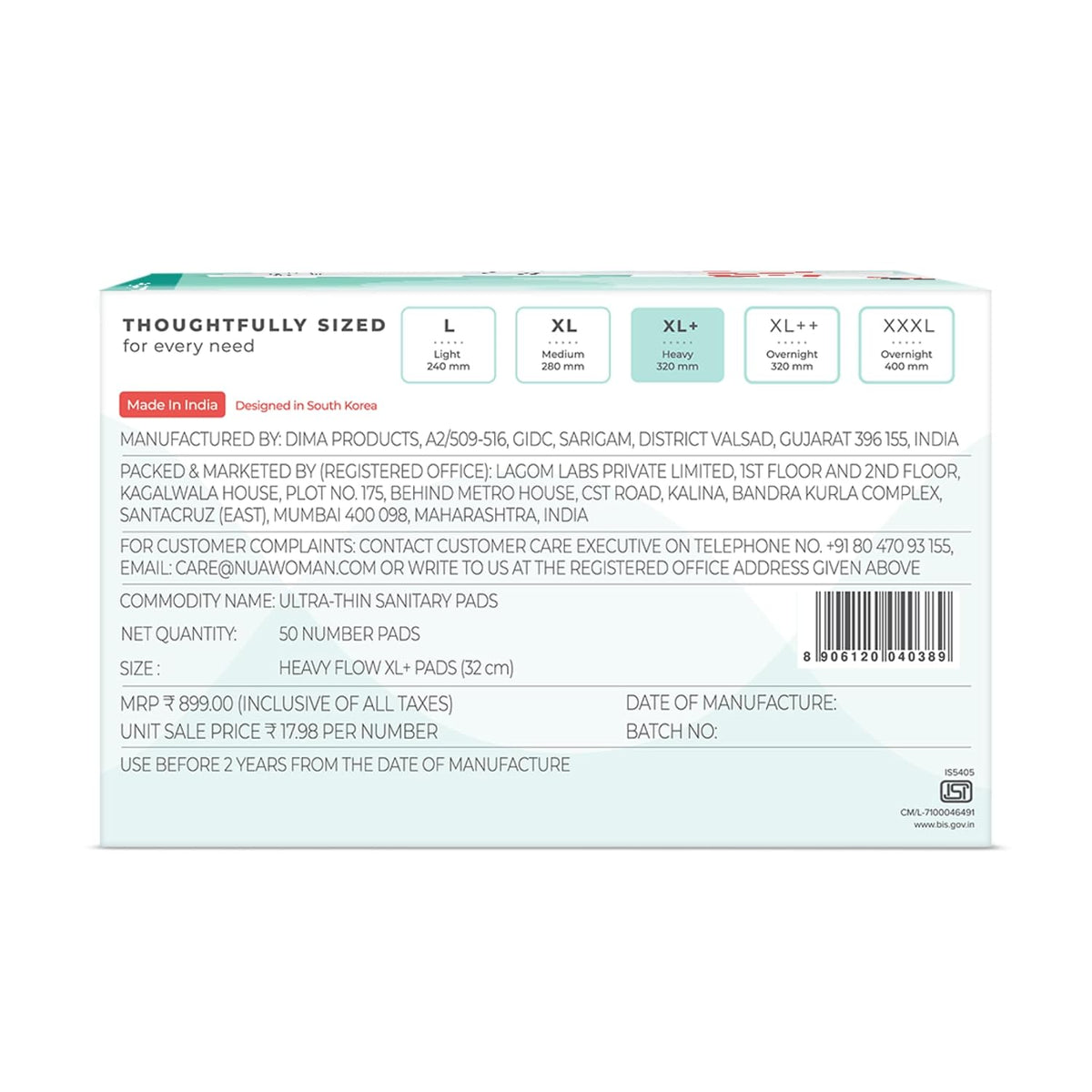 Nua Complete Comfort Sanitary Pads - Designed for Sensitive Skin | Pack of 50 pads for Heavy flow, with Disposal covers | Zero Irritation | Comfortable All-Day Protection | Ultra-Thin | Super Absorbent | No rashes | 50% Wider Back | 100% Toxic-Free, Dermatologically Tested