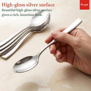 Parage Stainless Steel Spoons Set of 12, Dinner Spoon Length 16cm, Food Grade Silverware for Home & Kitchen- Mirror Polished, 12 Silver Spoons