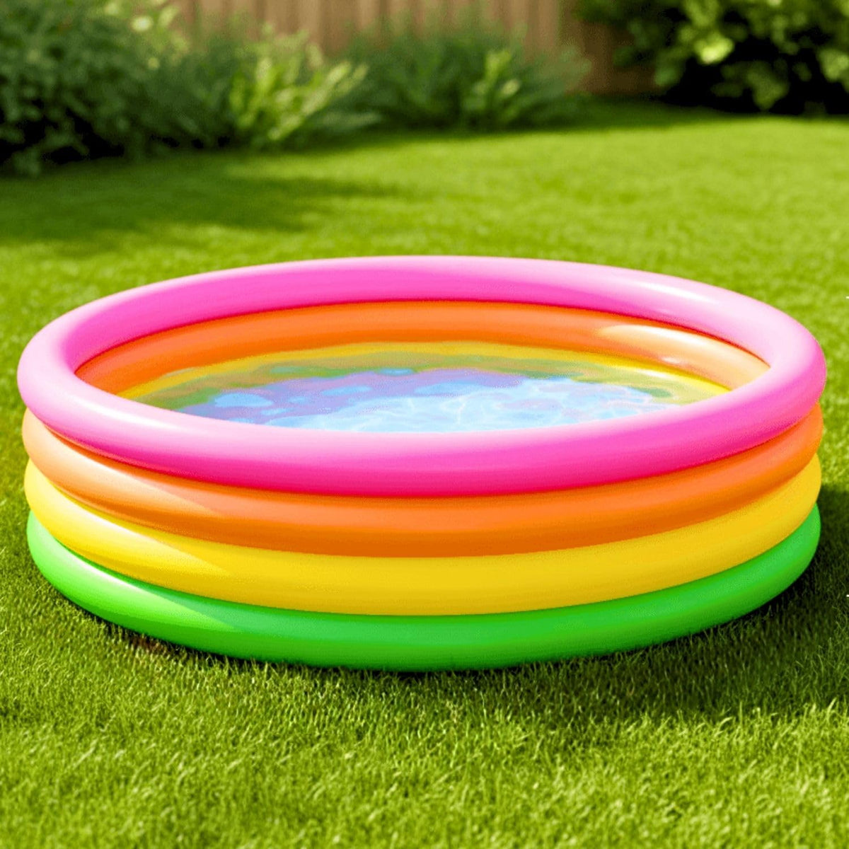 Toy Imagine 6 ft Inflatable Swimming Pool for Kids & Adults – Big Size Sunset Glow Round Colourful Ring Pool | Outdoor Indoor Water Pool | Fits 3–4 Kids | Summer Use