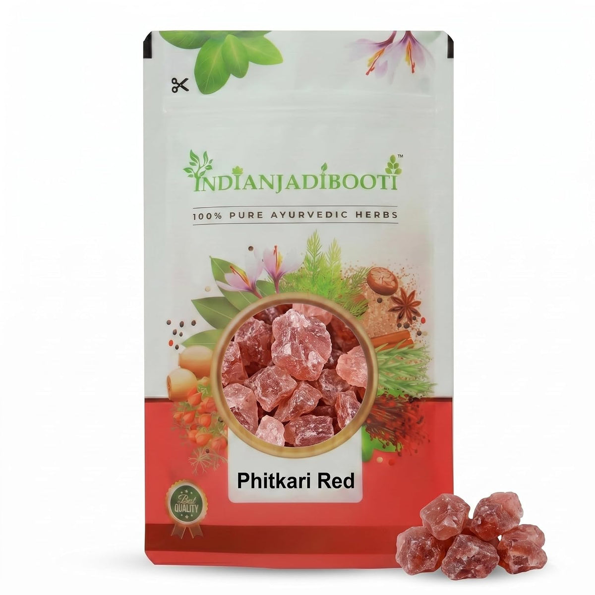 IndianJadiBooti Phitkari Alum 250 Grams | Fitkari Red Stone for Face Skin Tightening, Water Purification & Shaving | Red Crystals Alum | Gentle & Effective.