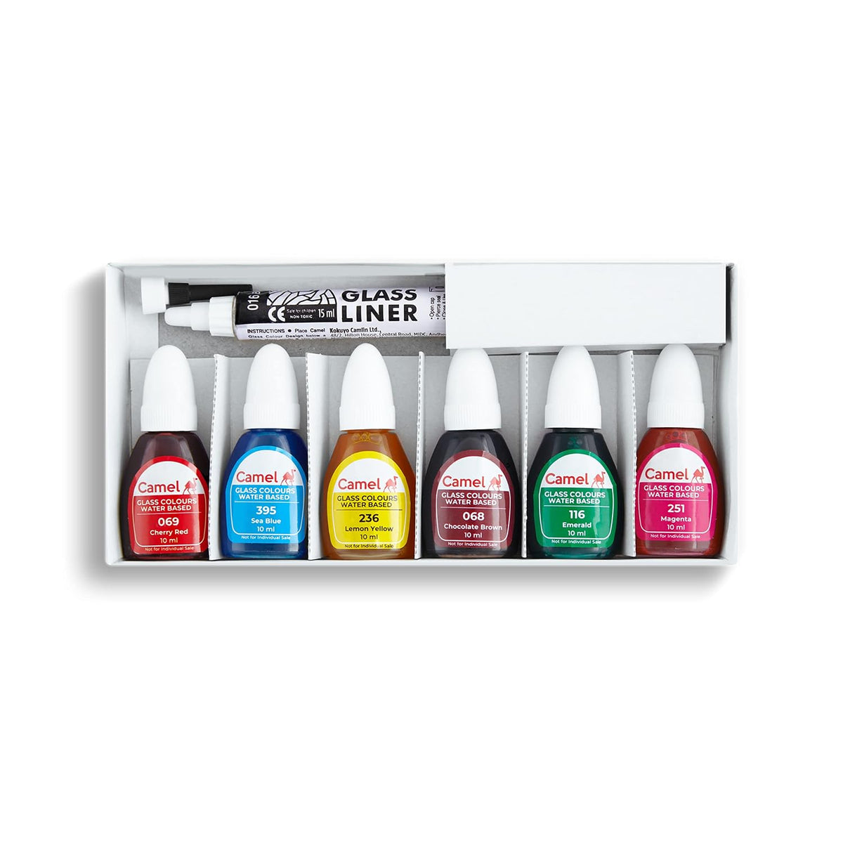 Camel Water Based Glass Color - 10ml Each, 6 Shades