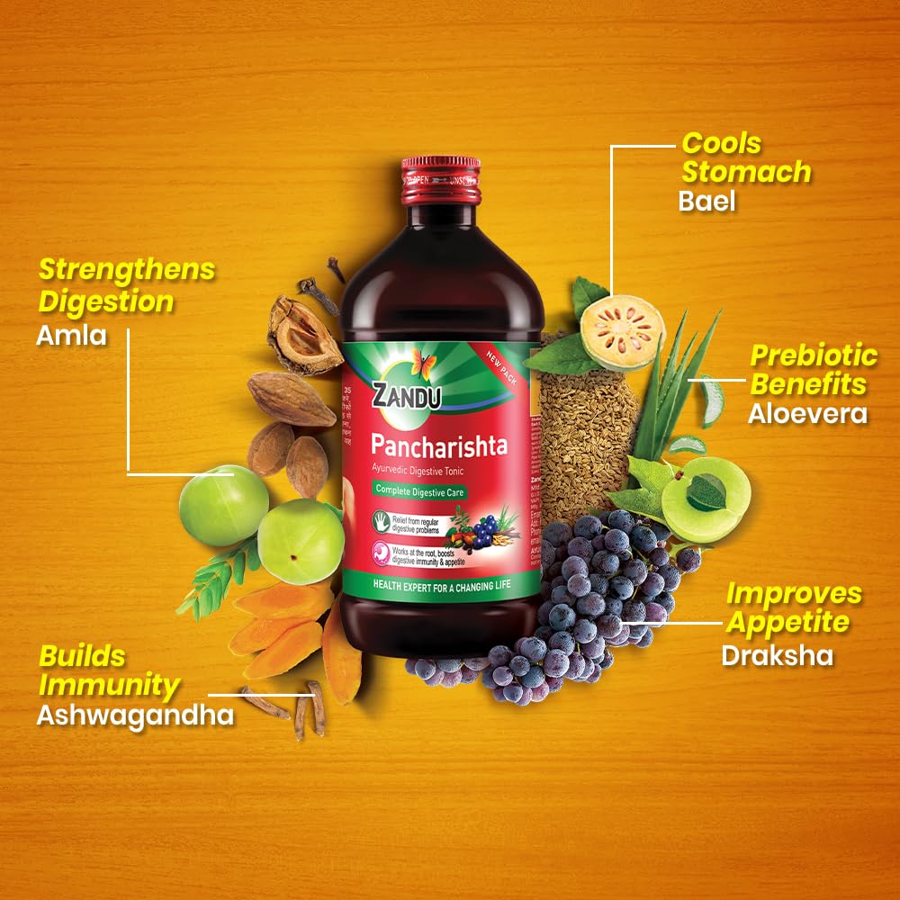 Zandu Pancharishta Ayurvedic Digestive Tonic 900ML | 15 Day Pack | Relief from Regular Gas, Bloating, Acidity & Indigestion From the Root
