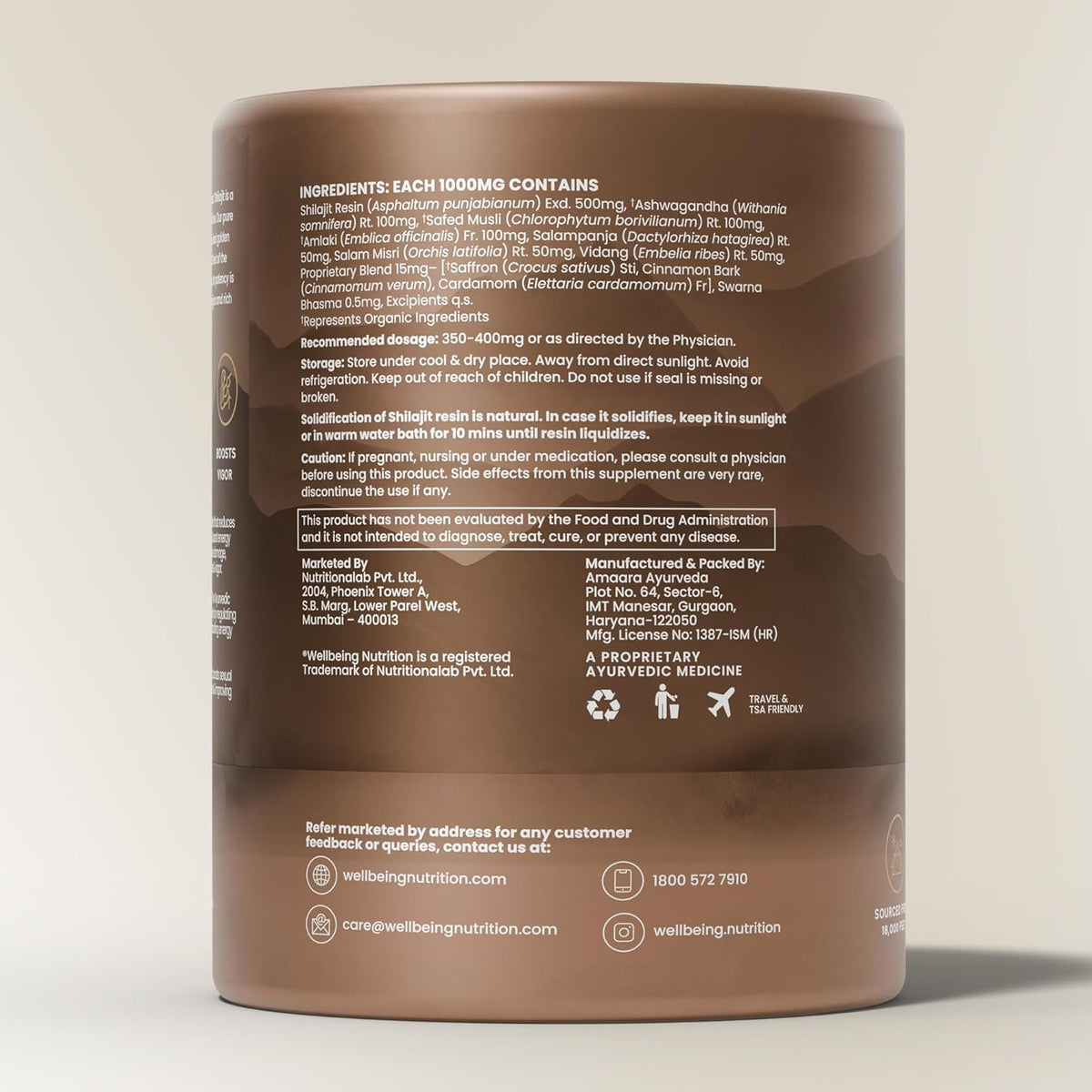 Wellbeing Nutrition Himalayan Shilajit Original Resin 10g for Men & Women | Contains 24K Gold Leaf, Ashwagandha & Safed Museli | 85 Trace Minerals, 100% Ayurvedic | For Energy, Stamina & Performance