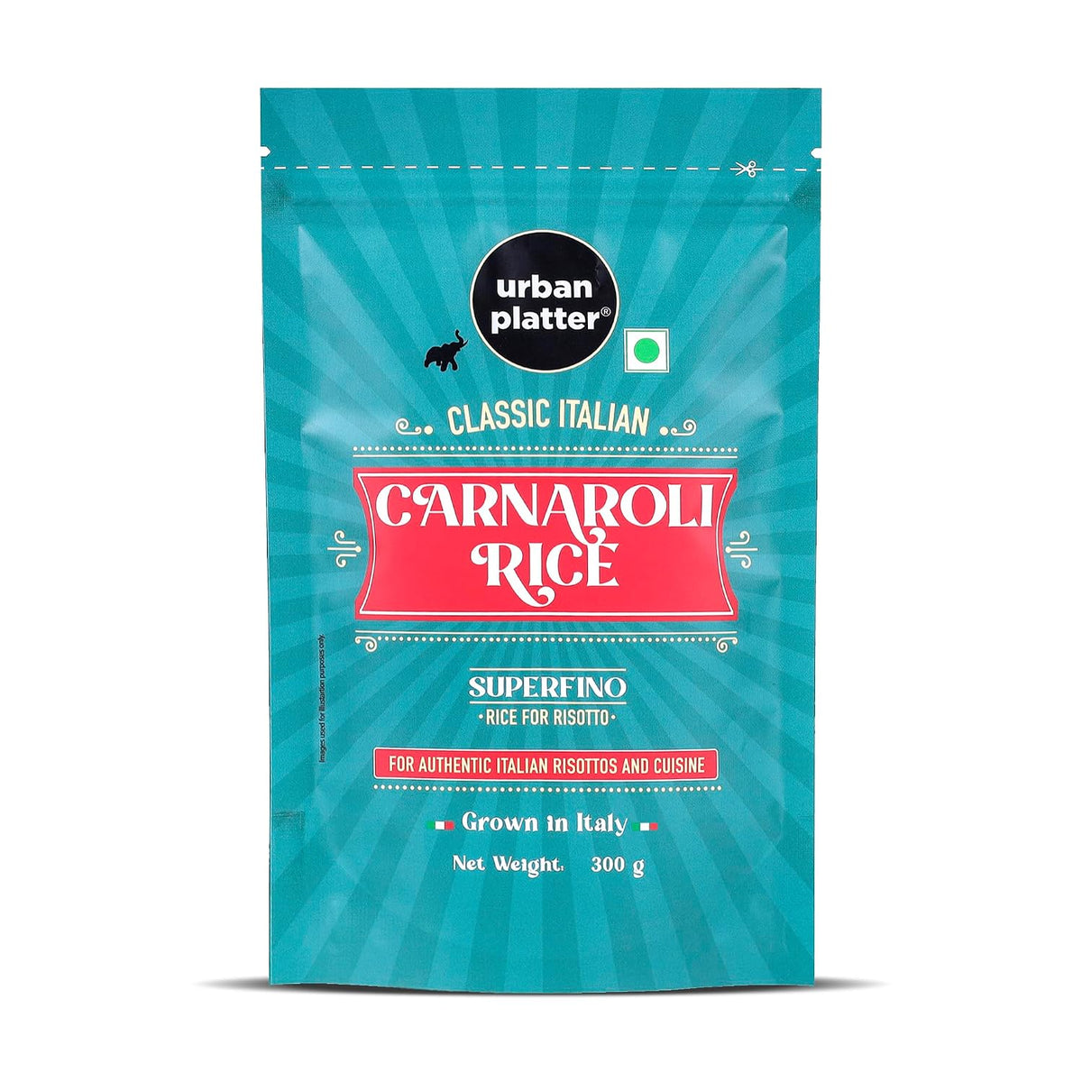 Urban Platter Classic Italian Carnaroli Rice, 300 Grams (Medium Grain Rice | Firm and Starchy | Risotto Rice)