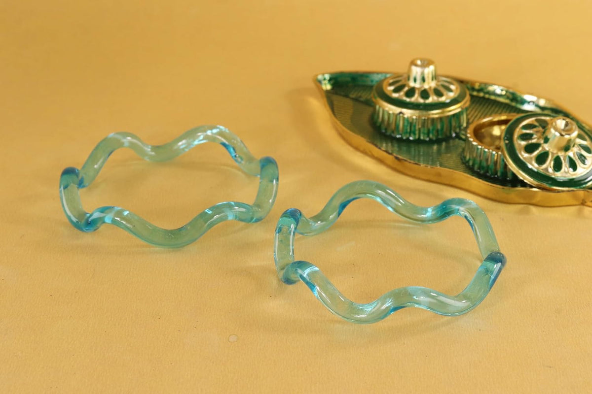 NMII Stylish Glass Kada Set With Simple Cutting Pattern Glossy Finished For Women & Girls | Kada For Gift, Wedding & Everyone