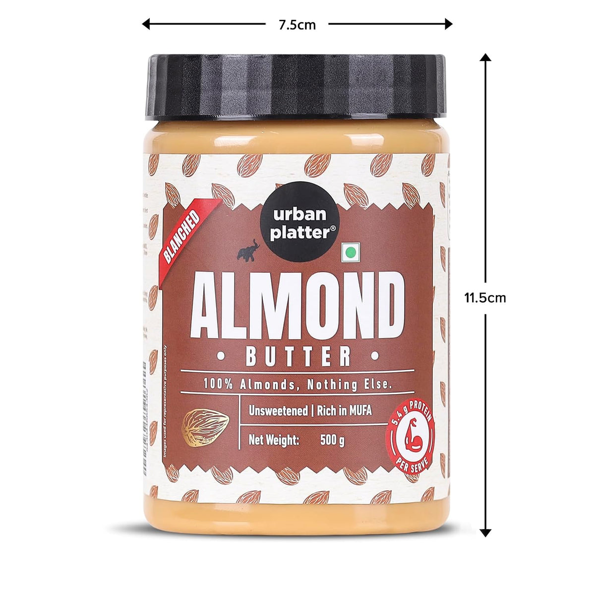 Urban Platter Almond Butter (Without Skin), 500g (Nutty Flavour | Single Ingredient | Keto-Friendly | Blanched Paste)