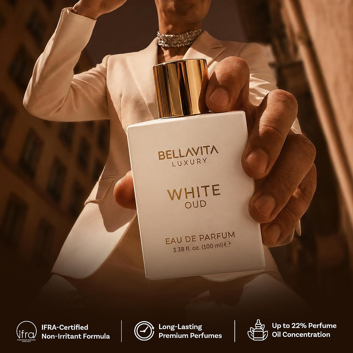 Bella Vita Luxury Unisex White Oud Eau De Parfum Liquid Perfume & With Orange, Fressia & Tobacco|Woody Long Lasting Edp Fragrance Citrus Scent, 100 Ml (Pack Of 2), 200 Millilitres