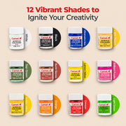 Camel Acrylic Ultra Colour – 12 Rich Shades (10ml each) | Multi-Surface DIY Paints | Vibrant & Permanent Colors | Suitable on Canvas, Wood, Fabric, Paper and Ceramics