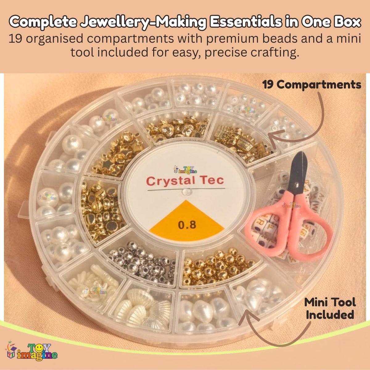 Toy Imagine DIY Bracelet Making Kit for Girls, 20-Compartment Bead Set