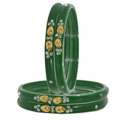 NMII Stylish Glass Kada Set Studded with Zircon Gemstone & Beads for Women & Girls