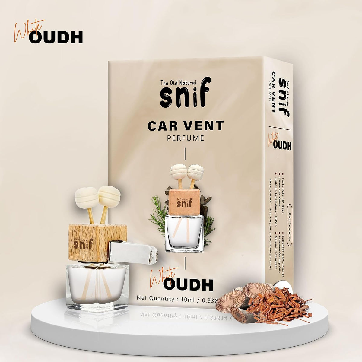 The Old Natural Premium Liquid Car Perfume - 10Ml|Long-Lasting Oudh Car Air Freshener|Luxury Car Fragrance (White Oudh)