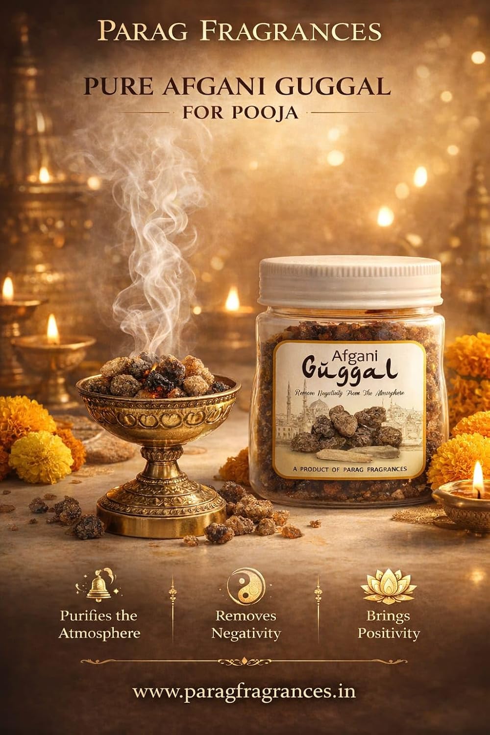 Parag Fragrances Afgani Guggal (Pure, Natural & Grade 1) Commiphora Mukul for Dhoop, Dhuni or Hawan (200gm)