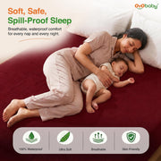 OYO BABY Single Size Mattress Protector | 100% Waterproof | Bed Cover with Soft Cotton Feel Terry Surface | Elastic Fitted Protection | Ideal for Kids & Baby Beds | 78 x 36 Inch (6.5 x 3 Ft) -Maroon