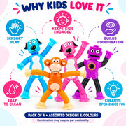 Toy Imagine Flexible Suction Cup Robot Toy for Kids Bendable Stretchable Pop Tube Arms & Legs Creative Sensory Fidget Toy with Suction Feet Fun Pretend Play & Activity Toy for Boys & Girls