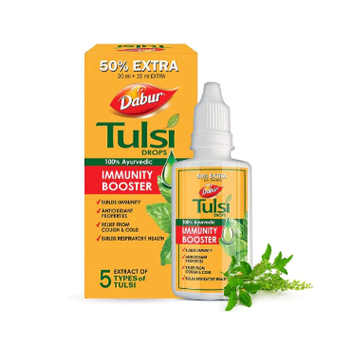Dabur Meswak Complete Oral Care Toothpaste - 500g (2 x 200g + 1 x100g) & Dabur Tulsi Drops : 30ml (20ml + 10ml Free) | Contains Extracts of 5 Rare Tulsi COMBO