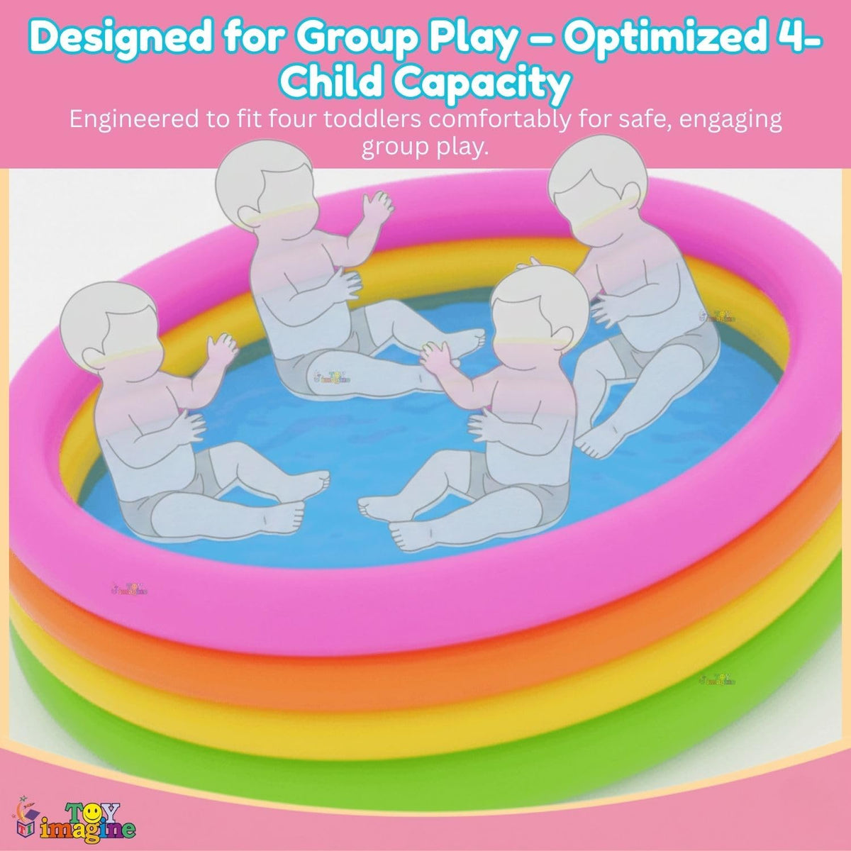 Toy Imagine 6 ft Inflatable Swimming Pool for Kids & Adults – Big Size Sunset Glow Round Colourful Ring Pool | Outdoor Indoor Water Pool | Fits 3–4 Kids | Summer Use