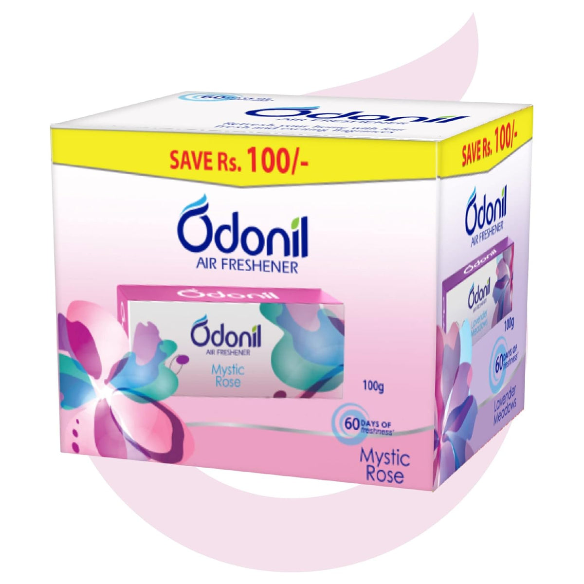 Odonil Bathroom Air Freshener Blocks 400g (100g*4) | Mixed Fragrances: Jamine, Lavender, Orchid, Rose| Long Lasting Fragrance