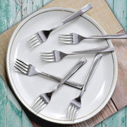 Parage 6 Pieces Stainless Steel Table Forks Set for Home & Kitchen, Fruit Fork, Dining Table, Shiny and Sturdy Handle Big Fork 18 cm, Silver