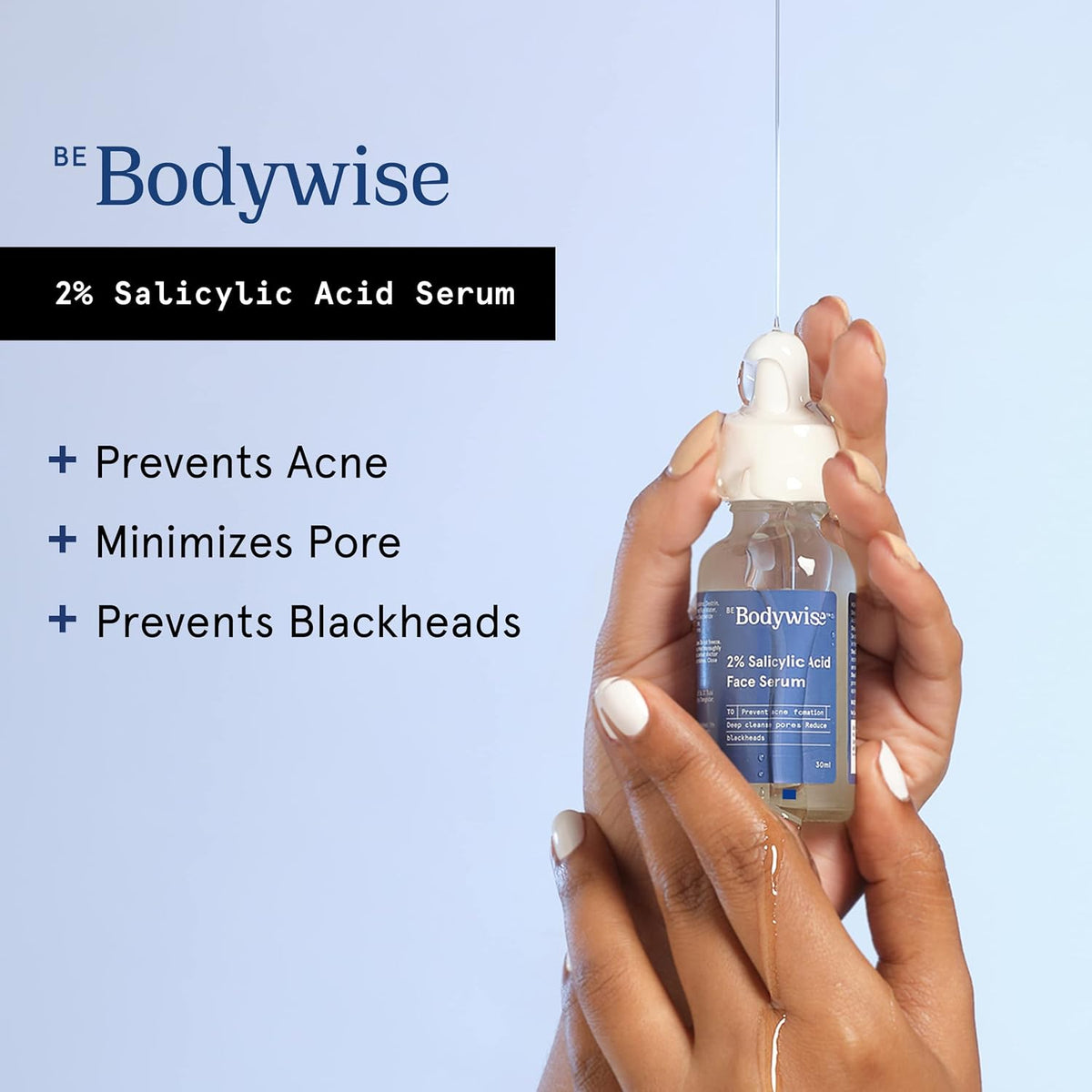 Be Bodywise Bodywise 2% Salicylic Acid Face Serum for Women | Helps to Reduce Acne, Blackheads, Whiteheads | 2% Salicylic Acid and 0.5% Niacinamide for All Skin, 30ml