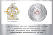 DIVINITI Ganesha Idol for Home Decor Showpiece|999 Silver Plated Statue of Ganesha |GaneshJi Murti for Puja Room, Festival Gift|Lord Ganesh Figurine for Peace & Positivity (11 X 6.5 CM)