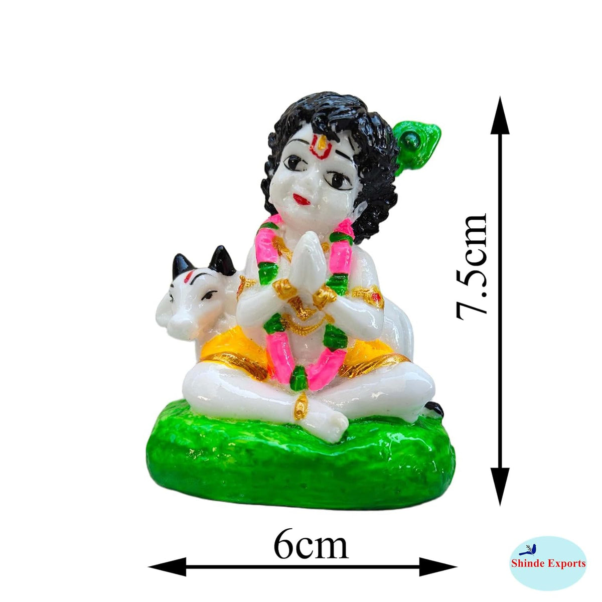 SHINDE EXPORTS Bal Gopal Marble Idol, Baal Krishna Statue, Small, 3 Inches (Multicolor)