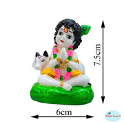 SHINDE EXPORTS Bal Gopal Marble Idol, Baal Krishna Statue, Small, 3 Inches (Multicolor)